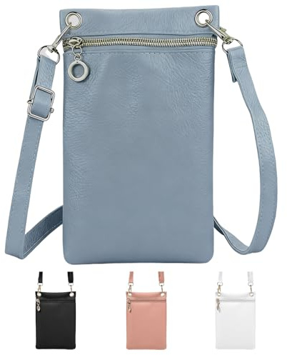 ZHITENG Handytasche zum Umhängen, Weiches PU Leder Handy Umhängetasche Umhängen Damen, Handytasche Zum mit Verstellbar Abnehmbar Schultergurt, Geldbörse Damen für Einkaufen, Spaziergänge (Blau)