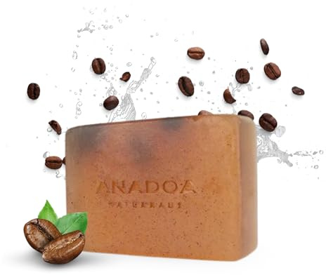 Anadoa Kaffee Naturseife | Handgemachtes pH-neutrales Pflanzen-Seifenstück mit gemahlenem Kaffee | Peelend, straffend & vitalisierend – Für glatte, erfrischte & zellulitefreie Haut