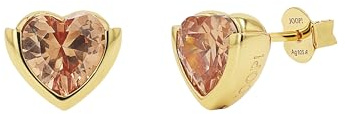 JOOP! Ohrstecker für Damen, Sterling Silber 925, mit Zirkonia, 9 mm, gold, Herz, Kinderschmuck, Geschenkidee, kommt in Schmuck Geschenk Box, 2100960