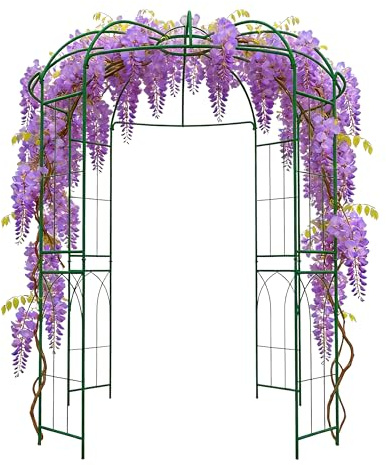 Relaxdays Rosenpavillon Metall, HBT 275x211x211 cm, dunkelgrün | Rankhilfe Kletterpflanzen, Garten, Rankpavillon begehbar