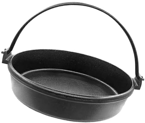 Cabilock Olla de Sukiyaki de Hierro Fundido Negro Estilo Japonés, Resistente al Calor y Fácil de Limpiar, Adecuado para Cocinar en Casa y Acampar