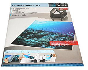 United Office Laminierfolien A3 - Glänzend - 80 Mikron 20 Stk.