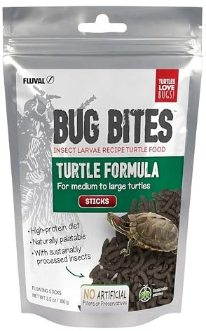 Fluval Bug Bites Alleinfutter fuer Sumpf- und Wasserschildkroeten, langsam sinkende Sticks, 17-20mm, 100g