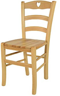 t m c s Tommychairs - Stuhl Cuore für Küche und Esszimmer, Robuste Struktur aus Buchenholz in der Farbe Naturfarben lackiert und Sitzfläche aus Holz