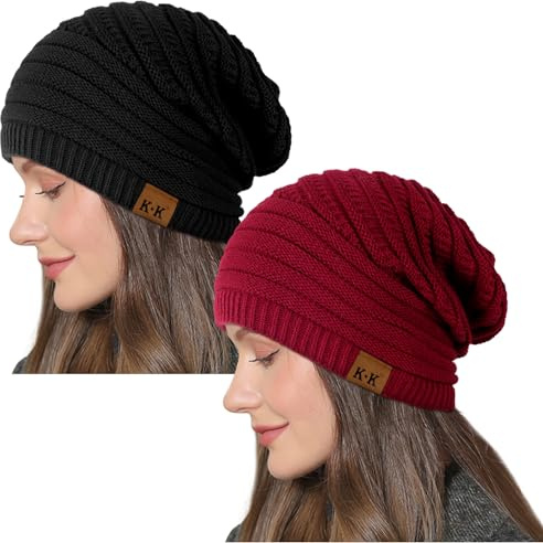 Kordear Beanie Mütze Damen - Strickmütze,Warme Wintermütze Long Beanie Oversized Slouchy Mütze