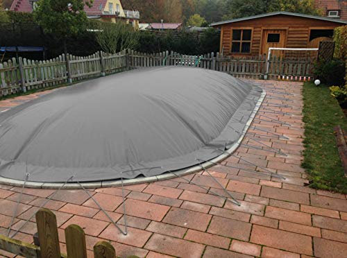 Aufblasbare Abdeckplane für Pool achtform 4,60 x 7,25m, Farbe: grau, Air Cover, wasserdicht, reißfest