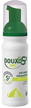 DOUXO S3 SEB Mousse, Hunde- & Katzenschuppenlösung, Beruhigende Leave-On-Katzenmousse, effektives Mousse für Hundedermatitis, schuppige & fettige Haustierhaut, hypoallergener Duft
