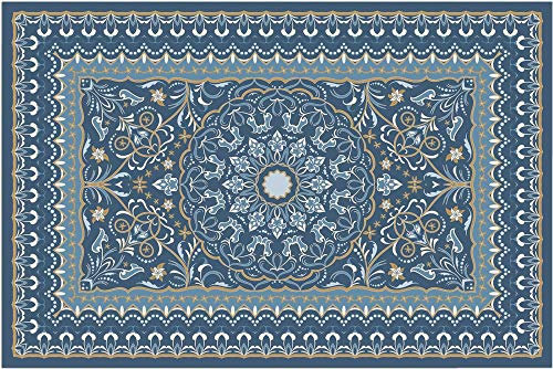 Fußmatte für innen als waschbare Motiv Tür-Matte - 40x60 cm Fußabtreter Vintage Floral blau als rutschfeste Schmutzfangmatte - Moderne Eingangsbereich Sauberlaufmatte für Flur Haustür