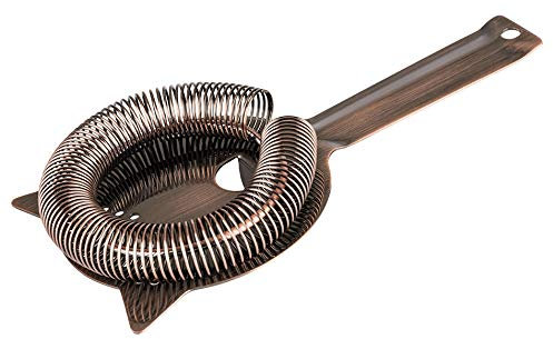 Buddy´s Bar - Barsieb, Hawthorne Strainer, hochwertiges Sieb passend für alle Gläser und Shaker, lebensmittelecht und hochglanzpoliert, mit Abnehmbarer Spiralfeder, Kupfer Antik