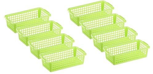 MiraHome Aufbewahrungskorb 20x10x5,5cm 0,7L 8er Set – Allzweckkorb aus robustem Plastik (BPA-frei) – Aufbewahrungsbox für Küche & Bad – Perfekter Korb für Aufbewahrung – Grün