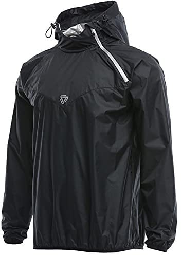 scosao Sauna Jacke Herren Schwitzanzug Trainingsanzug Fitness Anzug Body Shaper für Sport Workout Kapuzenanzug Sportkleidung für Gymnastik Boxen Schlankheitsübungen Gewichtheben,Black,XL