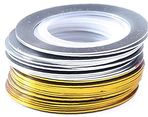 PiniceCore 20 Rollen Striping Tape Line Nail Art Aufkleber Gold Silber Nageldrahtfolien Klebstoff Aufkleber Maniküre Dekoration