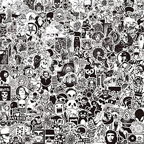 Aufkleber 220 Stück, Sticker Schwarz Weiß,Vinyl Wasserdichte Graffiti Aufkleber für Laptop Gepäck Skateboard, Auto, Fahrrad, Computer, Kinder