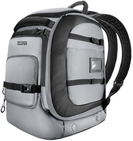 OutdoorMaster Skischuhtasche, 65 l, wasserdicht, Ski- und Snowboardstiefel, Schulterpolster, Ski-Rucksack für Helme, Brillen, Herren und Damen