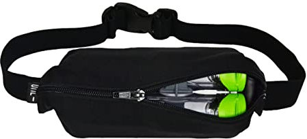 SPIbelt Spielsicherer Taschengürtel für Kinder, erweiterbare Tasche, verstellbare Taille, kein Hüpfen, kein Logo-Band, schwarz mit schwarzem Reißverschluss, Schwarz, 24 inches