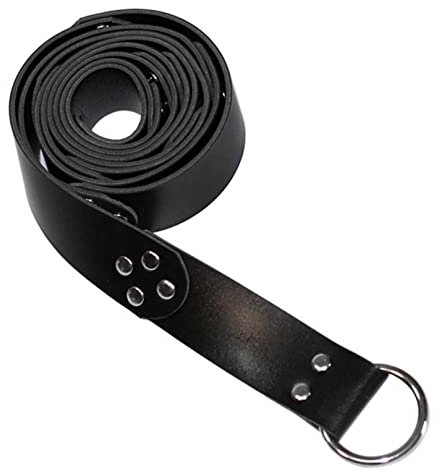Nordischer Renaissance-Gürtel, Ringgürtel aus PU-Leder, Retro-Rittergürtel, Wikinger-O-Ring-Schnallengürtel, Mittelalterlicher Nietengürtel für Männer und Frauen (Schwarz)