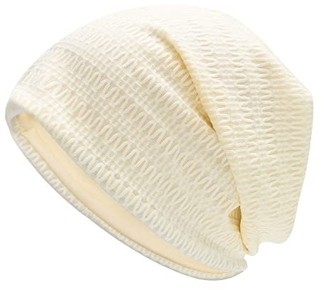 ZLYC Summer Long Slouch Beanie Leicht Weich Jersey Mütze für Damen und Herren(Motiv Beige)