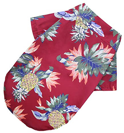 Hundepullover Größe L Haustier-Sommer-T-Shirts Hawaii-Stil Blumen-Hundehemd Hawaiian bedruckte Haustier-T-Shirts Atmungsaktive kühle Kleidung Hundepullover Rückenlänge 45 Cm (Red, XS)