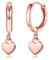 ORAZIO Orecchini a Cerchio con Cuore in Argento Sterling S925 per Donne e Ragazze, Piccoli Orecchini Pendenti a Forma di Cuore, Orecchini Leggeri in Oro Rosa 10mm Regali di Gioielli