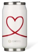 LES ARTISTES Paris A-4281, Canette isotherme, Thermos 280 ml, Gourde isotherme sans BPA, Réutilisable, Bec verseur rabattable avec paille, Acier Inoxydable, Design Love