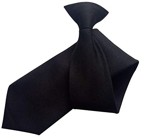 Proumhang Solide Krawatte für Männer,Uniform Clip-On Krawatte mit Knopflöchern,Einheitsgröße für Unisex Erwachsene 51cm Schwarz