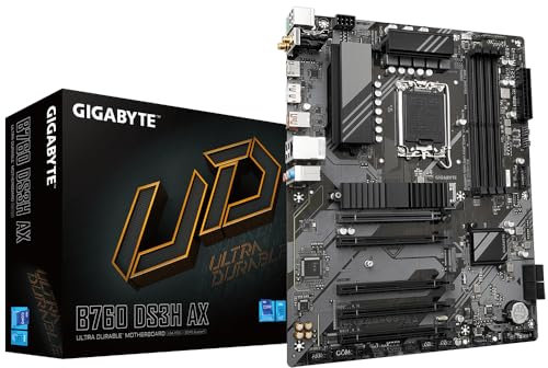 Gigabyte B760 DS3H AX Motherboard - Supports Intel Core 14th Gen CPUs, 8+2+1 Phases Digital VRM, up to 7600MHz DDR5 (OC), 2xPCIe 4.0 M.2, Wi-Fi 6E, 2.5GbE LAN, USB 3.2 Gen 2