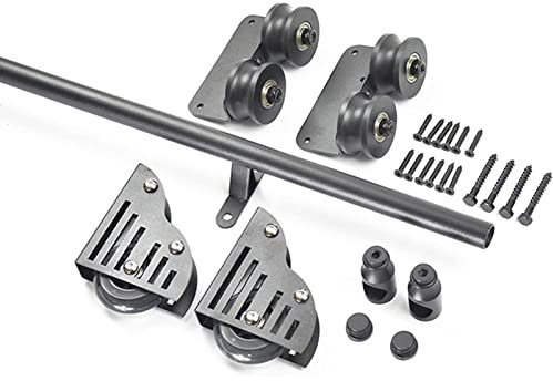 3,3 ft - 20 ft Scheunentor-Schiebetür-Kit, komplette Hardware für Schiebeleiter, Kleiderstange + Verlängerungsschiene (Leiter Nicht im Lieferumfang enthalten), geeignet für Zuhause