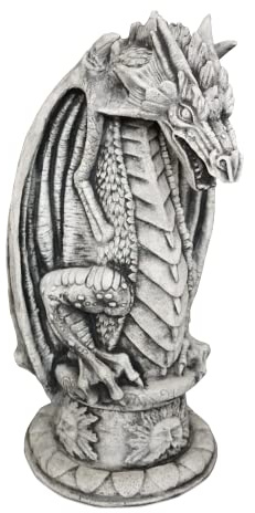 gartendekoparadies.de Alien auf Sockel, Steinfigur, H. 51 cm, 21 kg, Grau, frostsicher aus Steinguss für Außenbereich