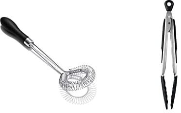 OXO 11278500 Good Grips Sauce and Gravy Whisk, Stainless Steel, Black, One Size & Good Grips 22.8 cm Tongs with Silicone Heads