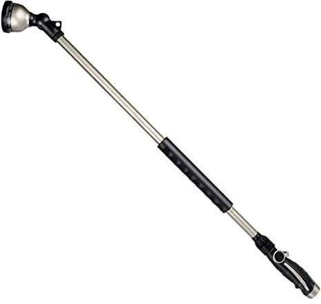 RESTMO 36” Long Watering Wand, Metal Garden Hose Wand with 180° Swivel Head and 10 Spray Patterns, 3ft Heavy Duty Hose Nozzle Sprayer with Thumb Flow Control, Ideal to Water Hanging Baskets, Shrubs