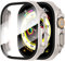 Diruite 2 Piezas Funda para Apple Watch Ultra/Ultra 2 49mm Protector Pantalla Cristal Templado Incorporado HD Protección Completa PC Dura Estuche Case,Starlight,49mm
