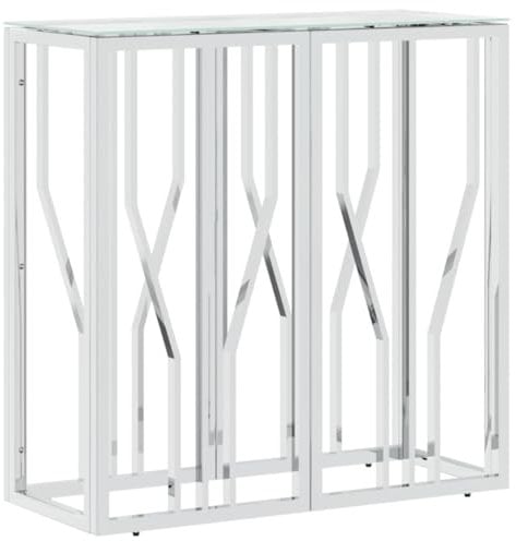 vidaXL Table Console 70x30x70 cm Acier Inoxydable et Verre, Table, Table d'appoint, Table Console TV, Table d'entrée, Table canapé