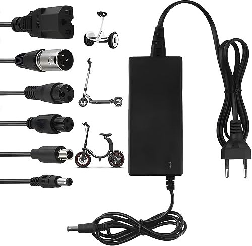 Tacilin Chargeur Trotinette Electrique, Chargeur Hoverboard, 42V 2A Universel Chargeur pour Scooter électrique, Hoverboard Vélo Déquilibre avec 4 Connecteurs, Chargeur pour Batteries 36V