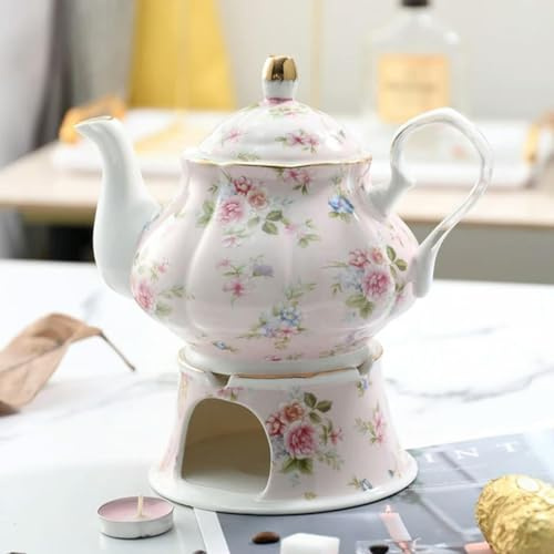 SOREZE 400ML Englisch Britische Teekanne Heizung Basis Porzellan Tee Wärmer Teekanne Set Keramik Warmhalten Ofen