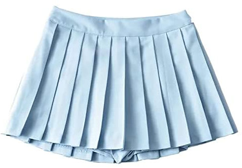 SANGTREE Mädchen Damen High Waist Plissee Mini Skater Tennis Rock, 2# Hellblau., Klein