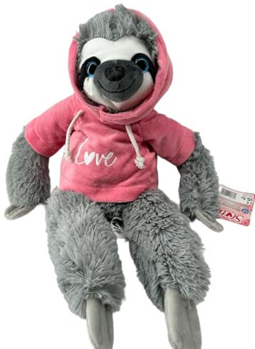 Faultier Kuscheltier XXL 40 cm Plüschtier Anime Kawaii Plush Stofftier Cute Plushies Halloween Weihnachten Geschenke für Kinder (Grau Rosa Love)
