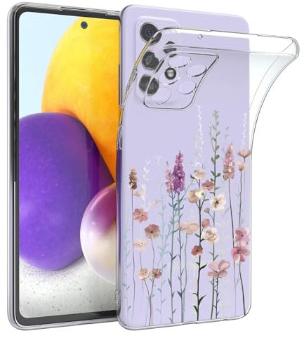 Kaywzo Hülle für Samsung Galaxy A72,Transparent TPU Handyhülle mit Gemälde Blume Muster,Ultradünn Stoßfester Schutzhülle,Schön Silikon Cover Case-3