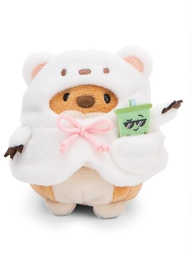NICI MYMOCHI Kuscheltier Set - Kuscheltier Hund Hiro 8 cm mit Bubble Tee und Eisbärkostüm, Flauschiges Stofftier zum Kuscheln, Spielen und Liebhaben - 61146