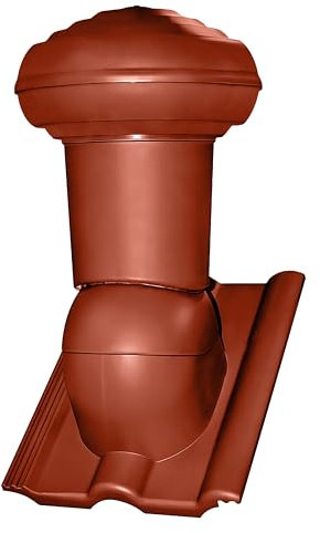 Decket Entlüfterkamin VIRTUM DN125, Ø 125 mm Durchmesser, Kamin für Dachziegel, Dachentlüftung aus Polypropylen, mit Durchgangsabdeckung, zur Montage auf Dachsteinen, Ziegelrot