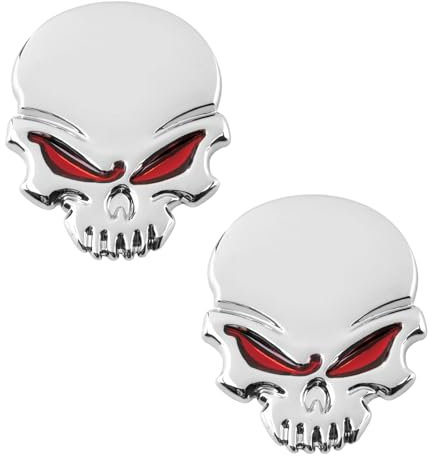 Auto Adesivi a Teschio in Metallo 3D, 2 Pz Emblema Distintivo Adesivo adesivi per auto divertenti adesivo teschio per auto horror adesivo auto Decalcomania per Auto per Auto Moto Decor (Sliver)