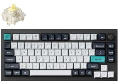 Keychron Q1 Max QMK/VIA Kabellose Mechanische Tastatur, Vollmetall, Programmierbarer Knopf, 2.4 GHz/Bluetooth/Kabelgebundene Tastatur mit Hot-Swappable, Carbon Black, Gateron Jupiter Banana