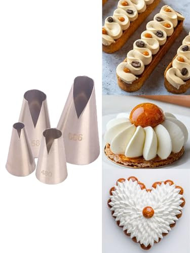 Lot de 4 douilles à douille Saint Honore, améliorez vos créations de pâtisserie avec embouts en V Wave