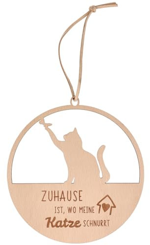 Spruchreif | Holz-Dekohänger | Türkranz | Mini Deko Loop mit Schriftzug | Geschenk Katze