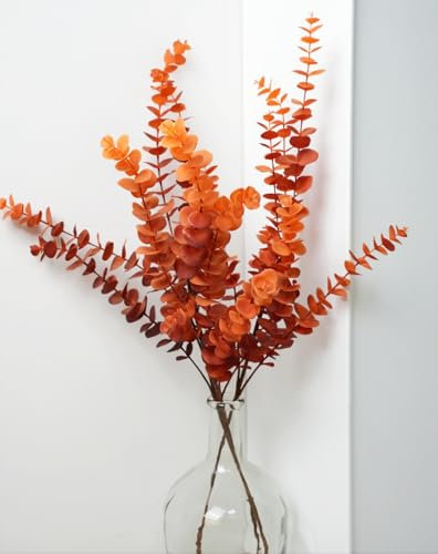 Avoik 3 Stück Künstliche Eukalyptus Herbstliche Zweige, 80 cm Künstliche Dekozweige Herbst Deko Fagus Zweige Kunstpflanzen für Zuhause Herbst Festival Tischdeko Thanksgiving Halloween Dekoration