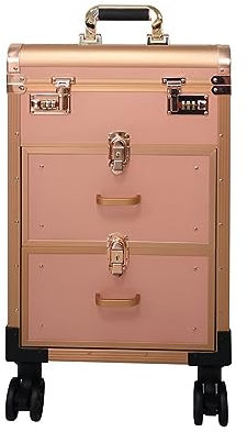 Mallette de maquillage à roulettes avec tiroirs, grand chariot à cosmétiques professionnel avec serrures à combinaison, organisateur de rangement de cosmétiques, trousse de maquillage pour maquillag