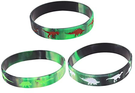DRESSOOS 25pezzi Braccialetti Silicone Con Stampa Di Dinosauri Da Colorati e Divertenti Per Feste e Compleanni Accessori Per Dress up e Temi Festivi