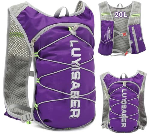 Flintronic Zaini da Corsa, Zaino con Gilet Idrico da Corsa Leggero con Design Riflettente, Pacchetto Gilet Idrico per Donna Uomo Arrampicata all'aperto Escursionismo Ciclismo Bicicletta