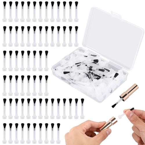 Dip Nail Replacement Brush Kit, 66 pcs Nail Brush Replacements with 1 Cap 1 Storage Box for Gel Powder Polish Fine Soft Bristles Liquid Brush Stuff Accessories Tool for Professional Amateur Manicurist