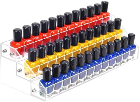Reh:ncla 3 Tier Nail Polish Organiser, Acrylic Nail Varnish Storage, Sunglass Display Rack Essential Oils Holder Clear Makeup Organizer for Perfume Stand,Skin Care Organizer