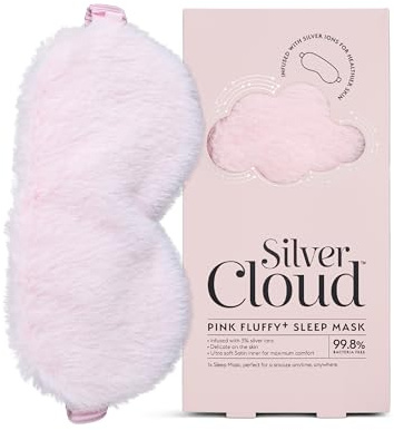 Silver Cloud Silver Ion Infused Soft Satin Fluffy Satin Sleep Eye Mask Pink